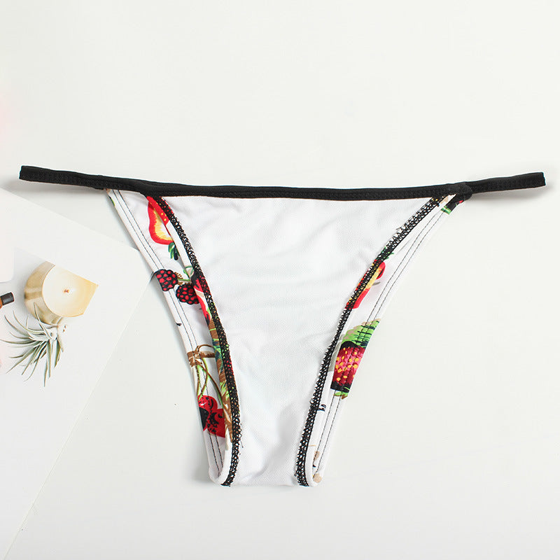 Women's triangle bikini with fruity design and adjustable straps Ivyshape