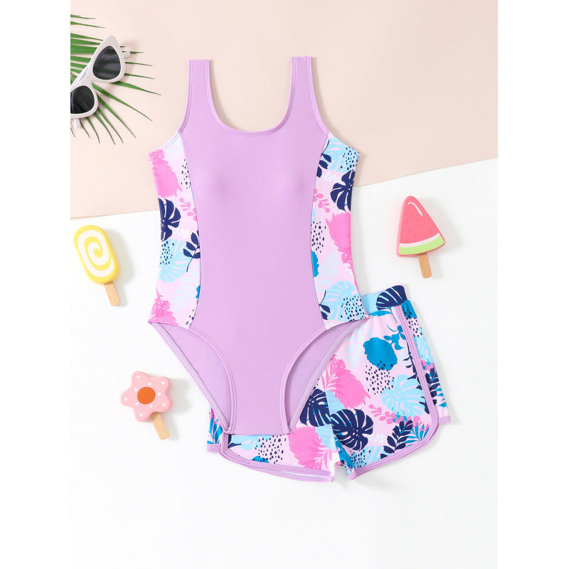 Women's swimsuit set with a fresh tropical pattern and sporty cut Ivyshape