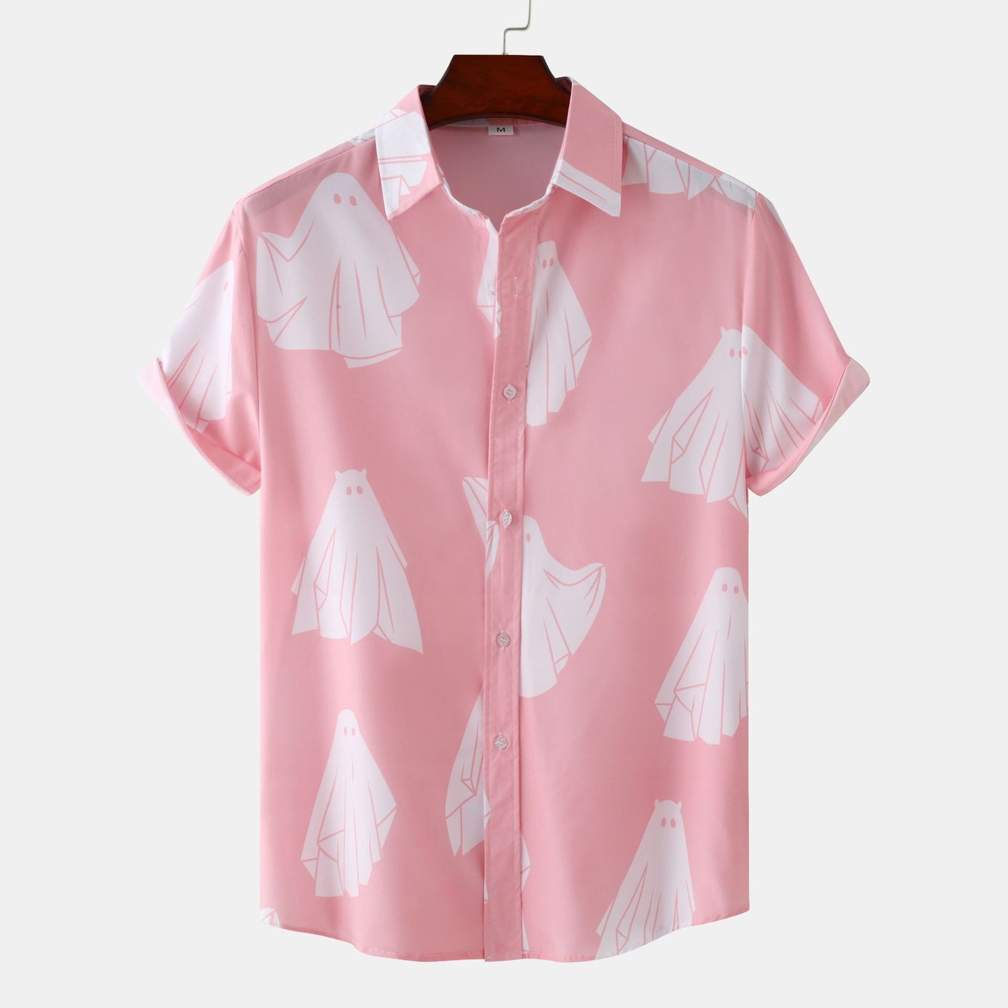 Men's Short Sleeve Shirt with Unique Ghost Print Ivyshape