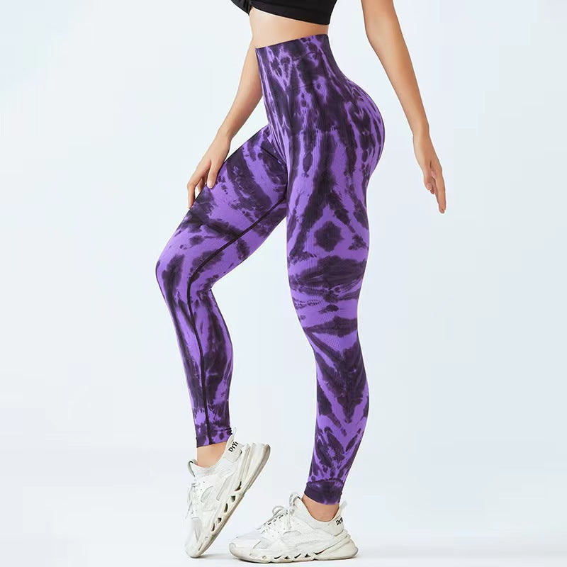 Ivyshape | Tie-Dye Print Yoga Pants for Women