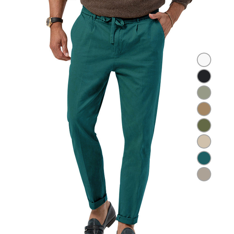Men's relaxed chino pants with adjustable drawstring and side pockets Ivyshape