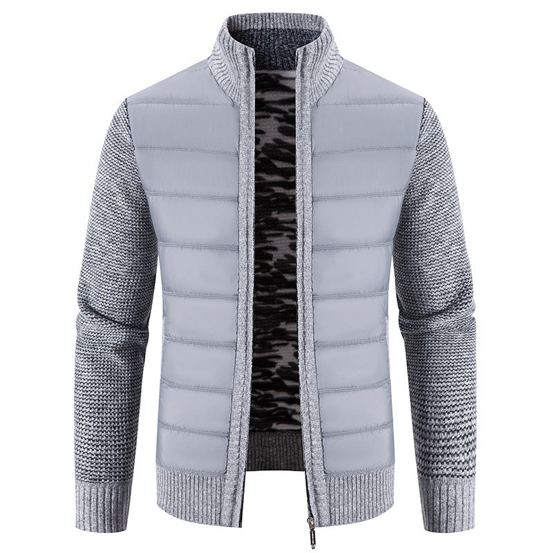 Men's quilted jacket with hybrid knit design and high collar Ivyshape