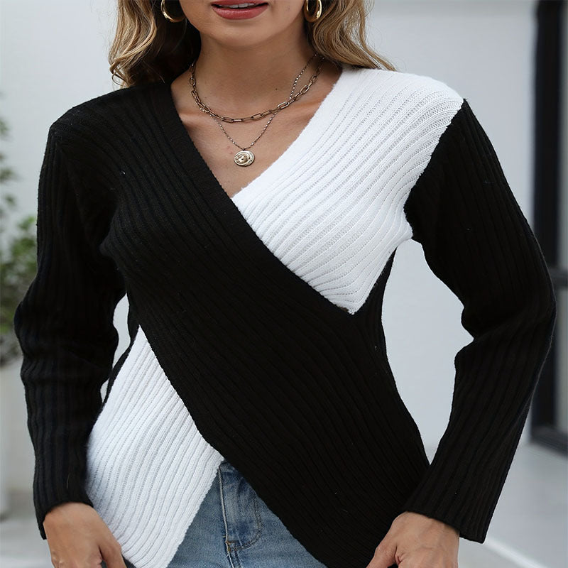 IvyShape | Irregular Cross Knitted Women's Top