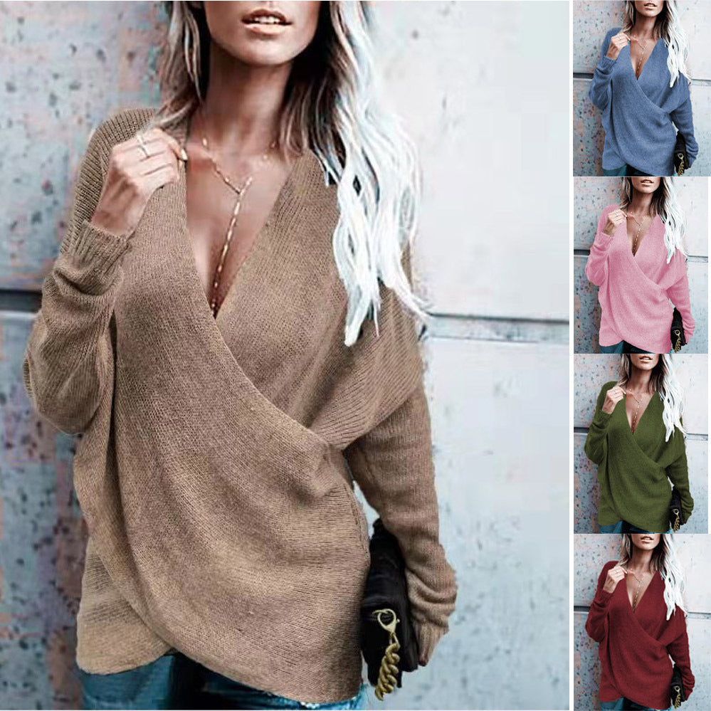 Women's wrap knit sweater with casual cut Ivyshape