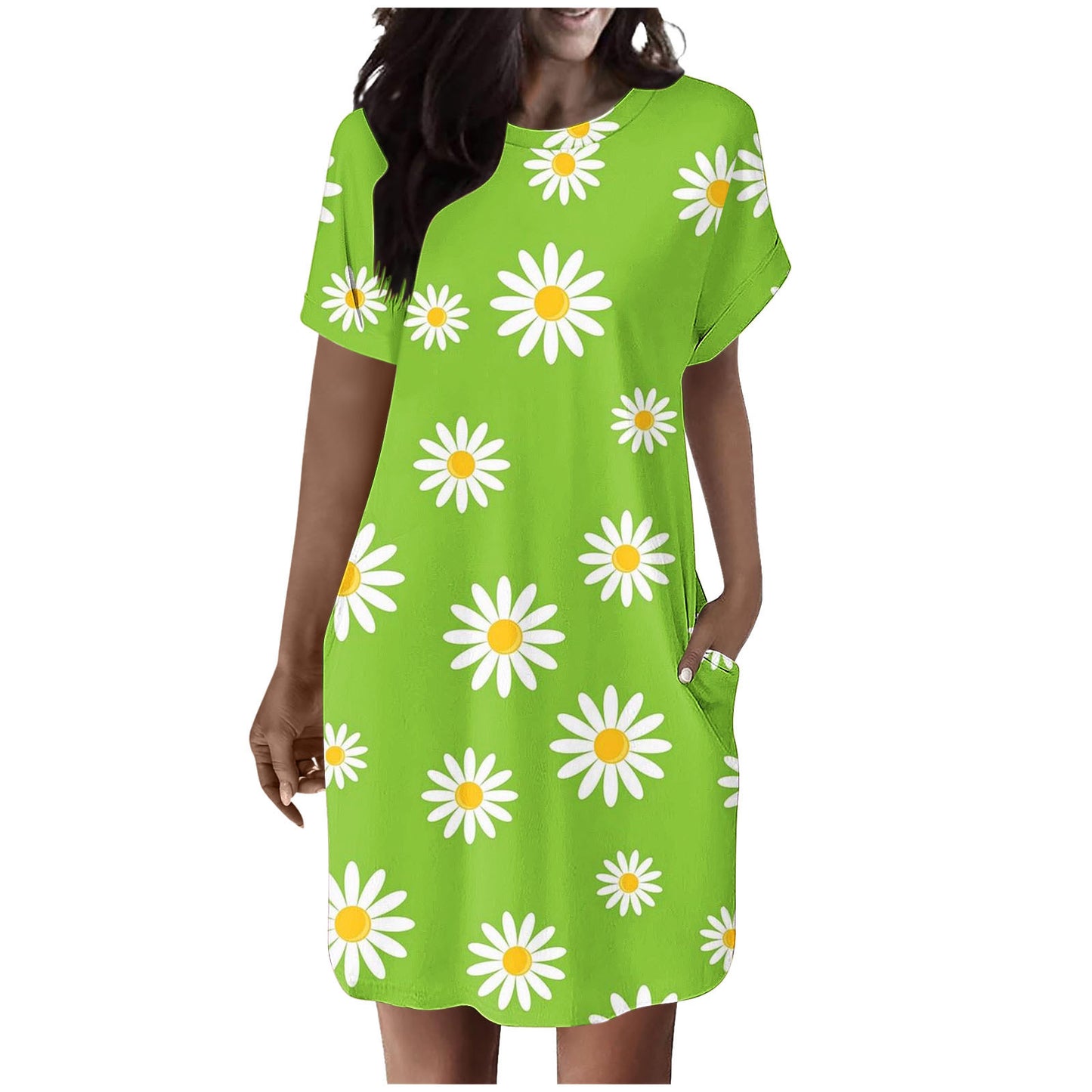 Ladies casual summer dress with floral pattern and practical pockets Ivyshape