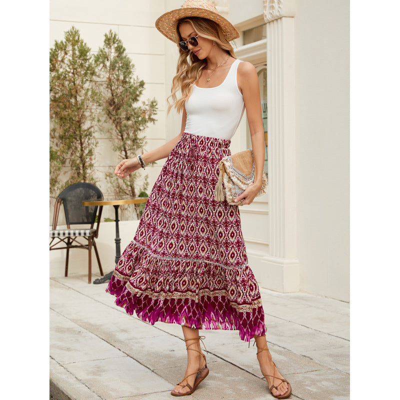 Women Bohemian Tiered Maxi Skirt Ivyshape