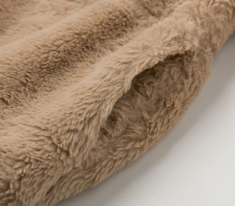 Ivyshape | Faux Fur Zipper Plush Coat