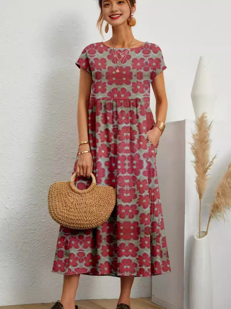 Women’s maxi dress with casual cut and floral pattern Ivyshape