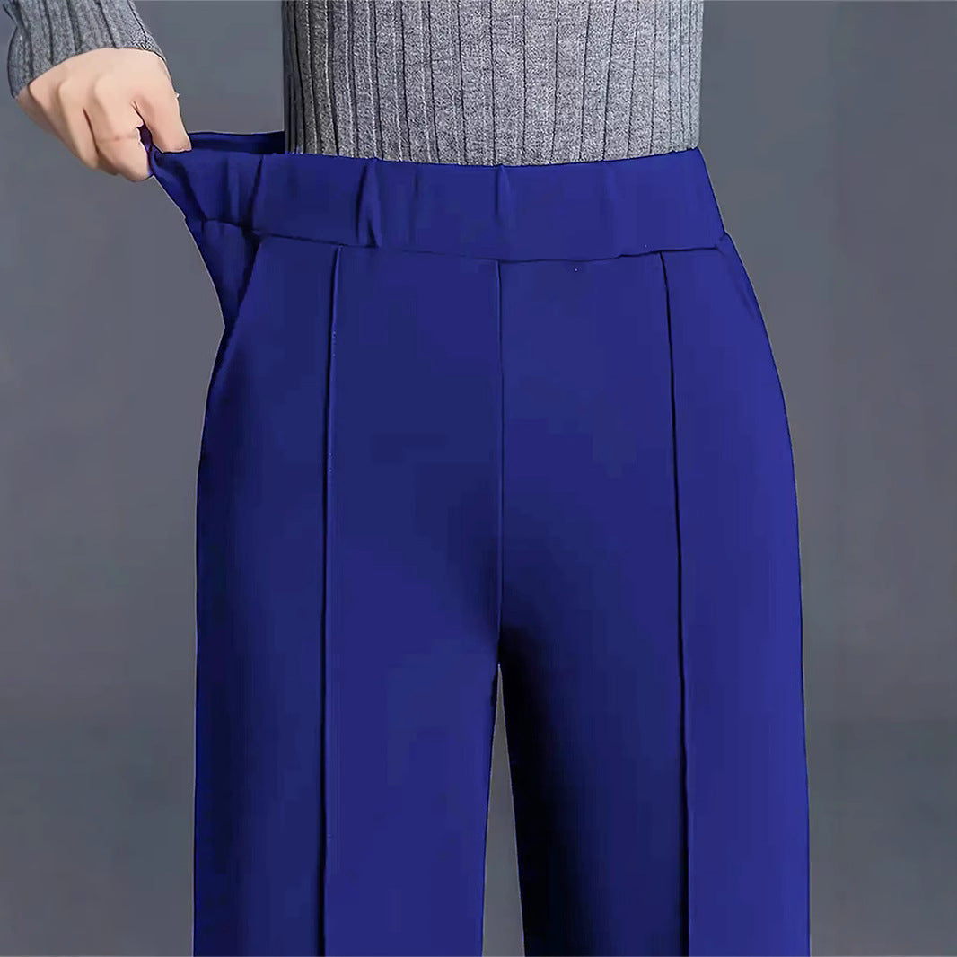 Ladies high-waisted palazzo trousers with side pleats Ivyshape