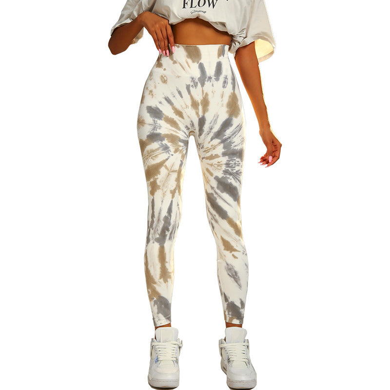 Ivyshape | Tie-Dye Print Yoga Pants for Women