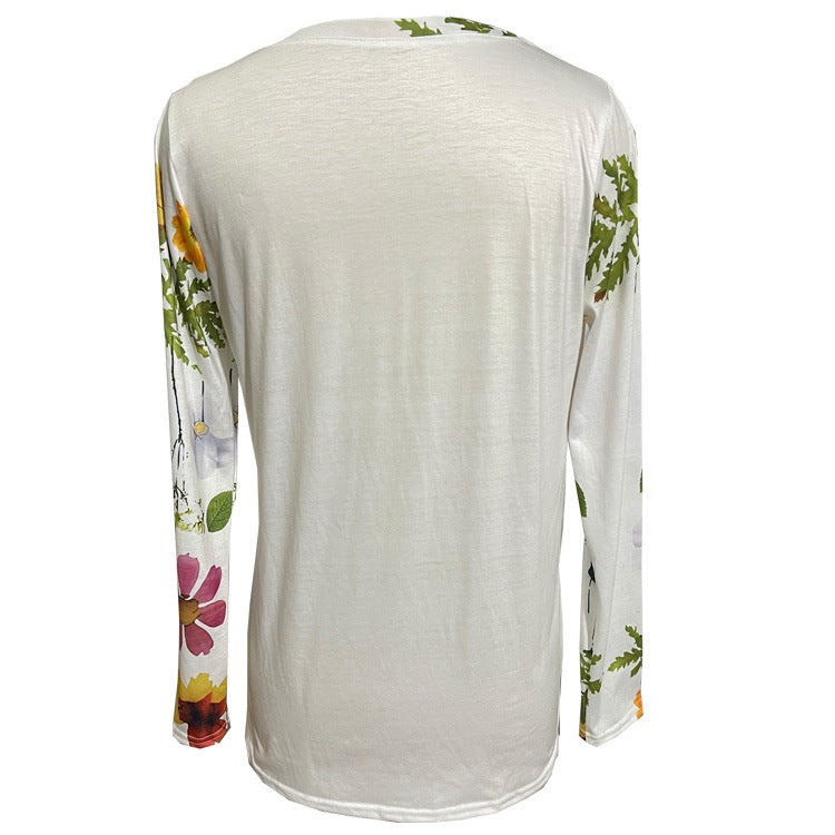 Ivyshape | Floral Round Neck T-Shirt