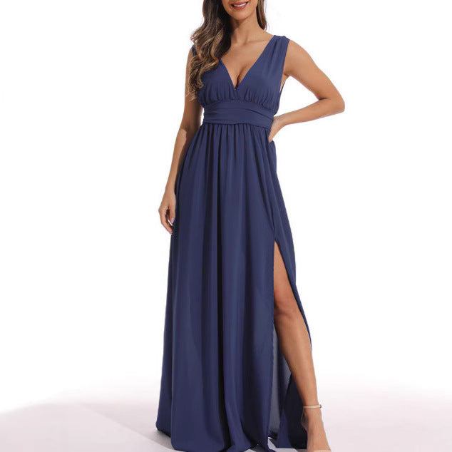 Elegant maxi dress with split front for women Ivyshape