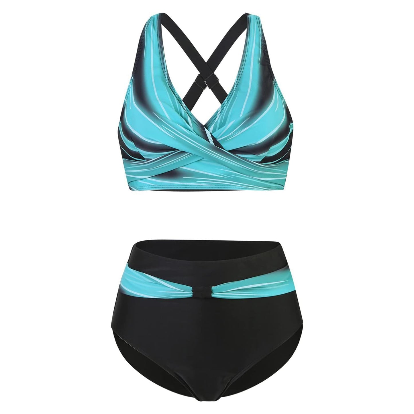 Women High-Waisted Bikini Set with Tied Top and Snug Contours Ivyshape