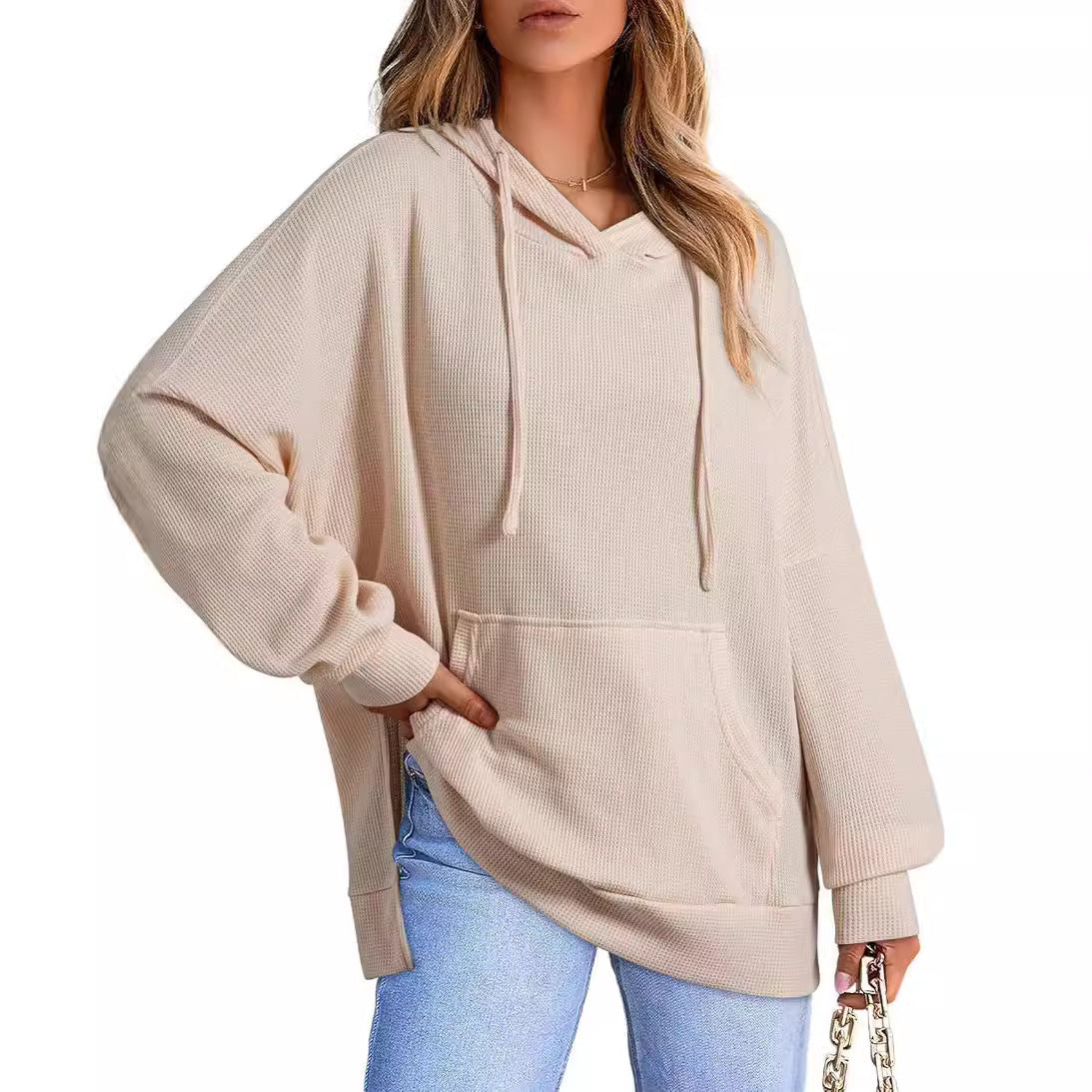 Women's Oversized Hoodie with Practical Pockets and Side Slits Ivyshape