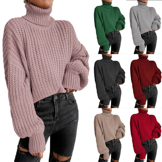 IvyShape | Chic Loose Shoulder Long Sleeve High Neck Pullover Sweater