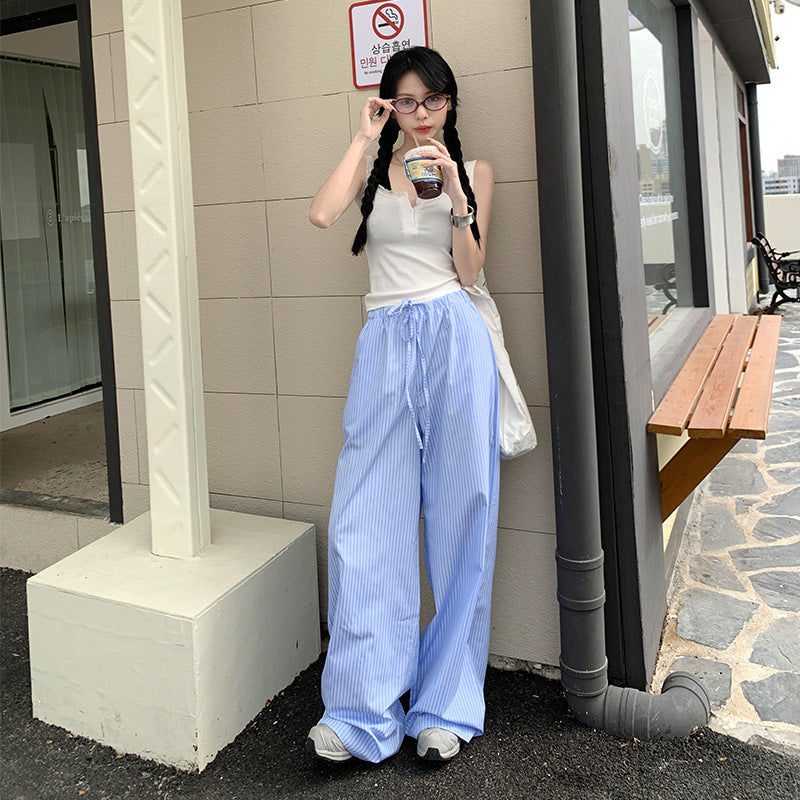 Ivyshape | Striped Casual Pants Women's Loose High Waist