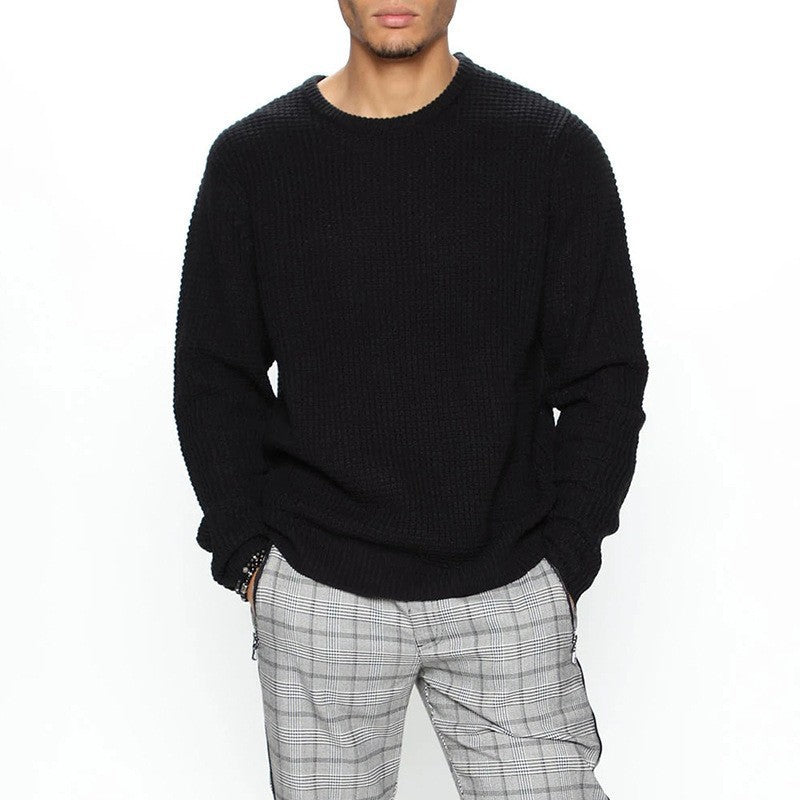 Men's chunky knit sweater with modern cut and cozy inner lining Ivyshape