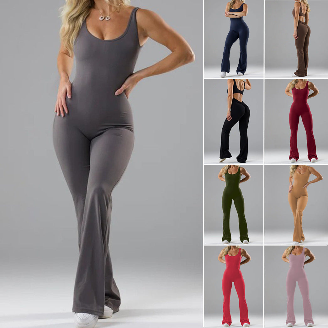 Women's fitness jumpsuit with wide leg and elegant cut Ivyshape