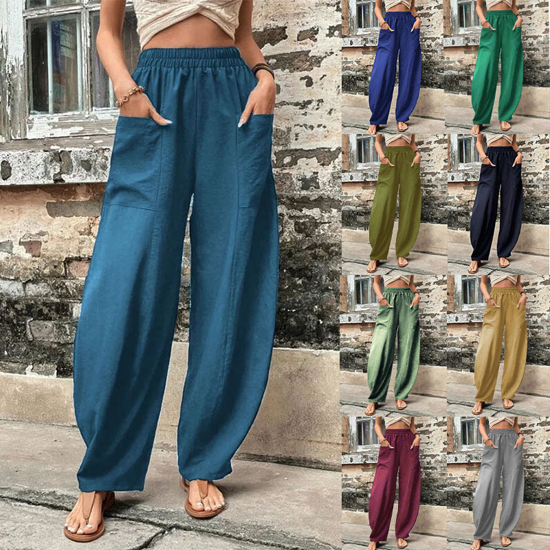 IvyShape | Comfortable Solid Color Pocket Casual Pants