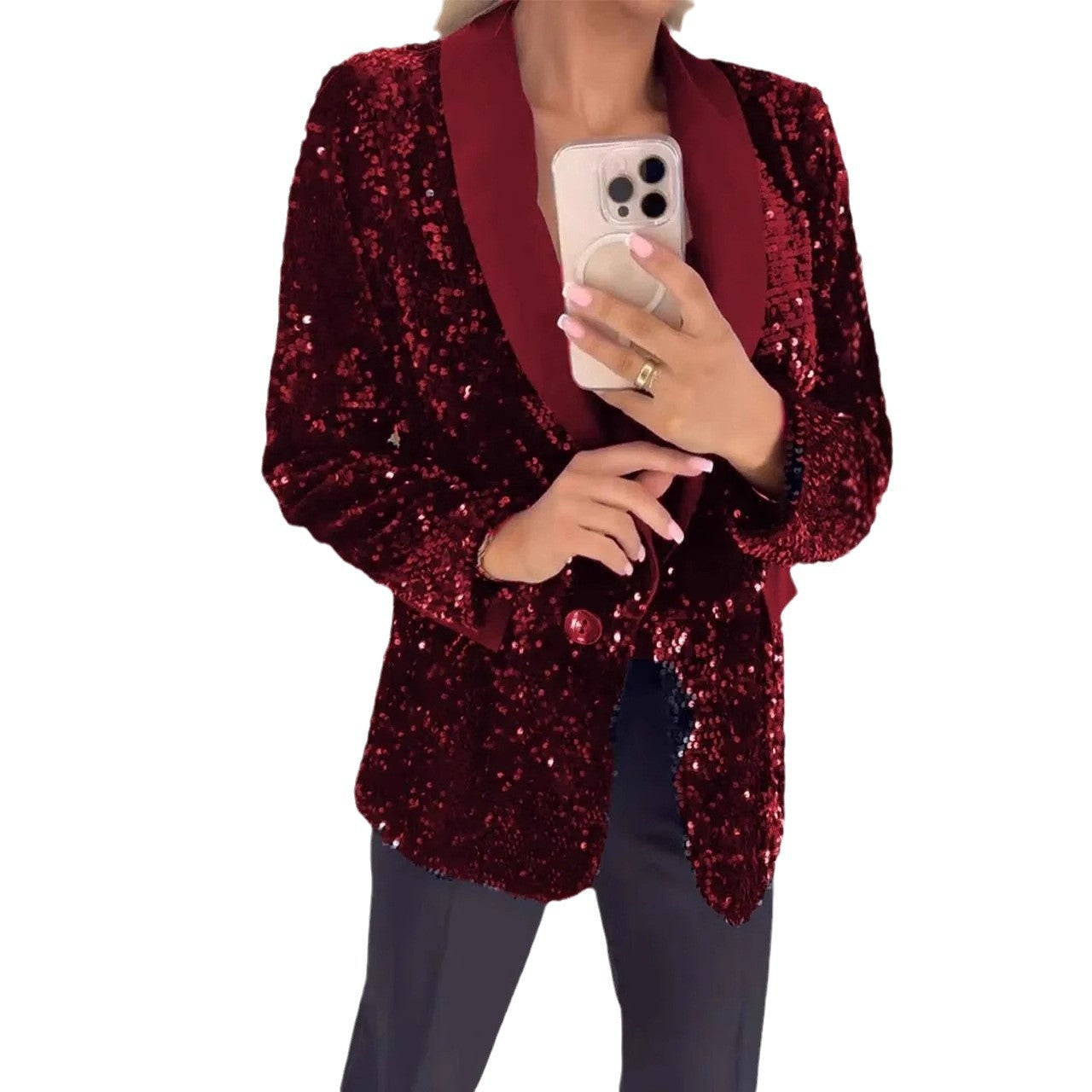Women's sequin blazer with elegant lapels Ivyshape