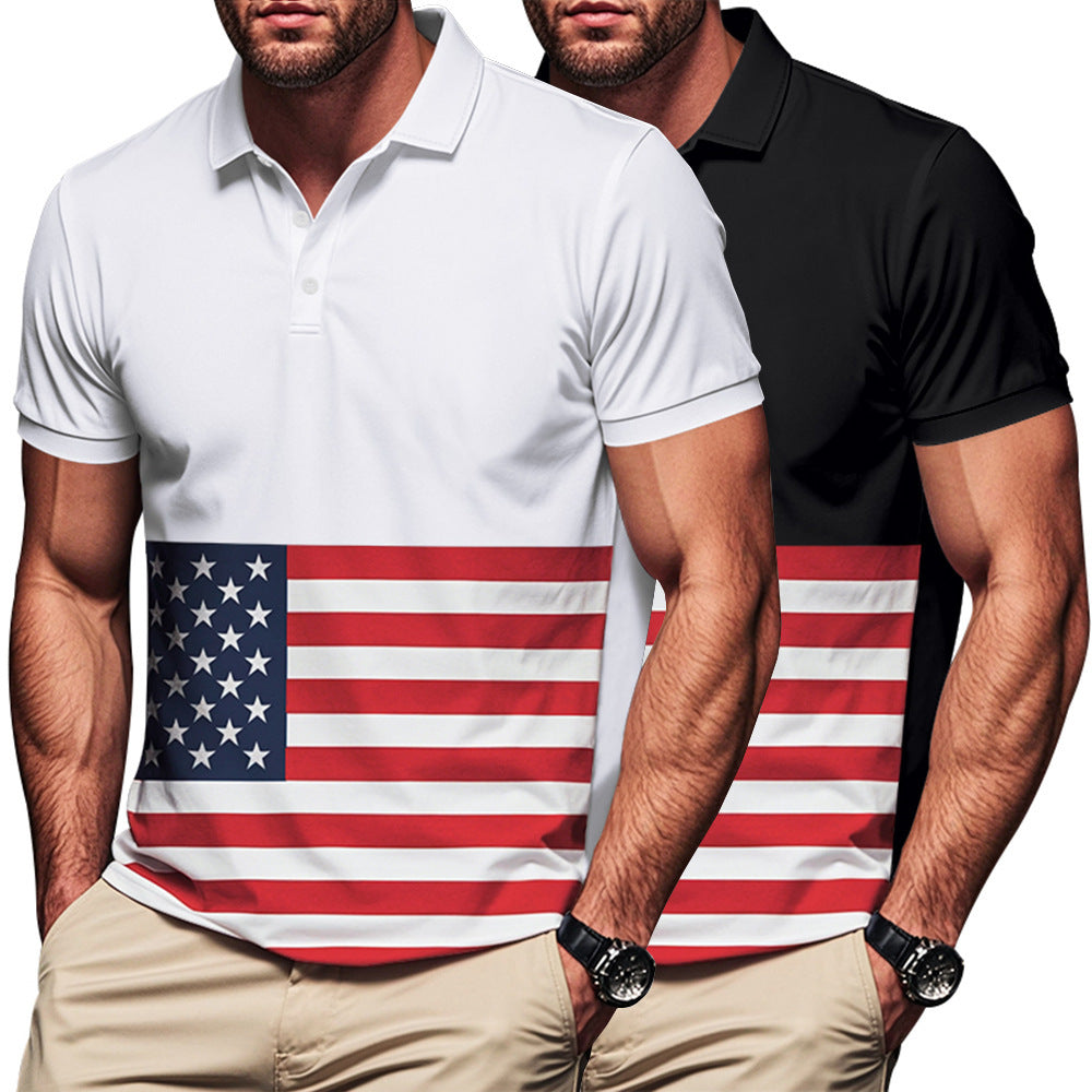 Men's polo shirt with flag motif and classic collar Ivyshape