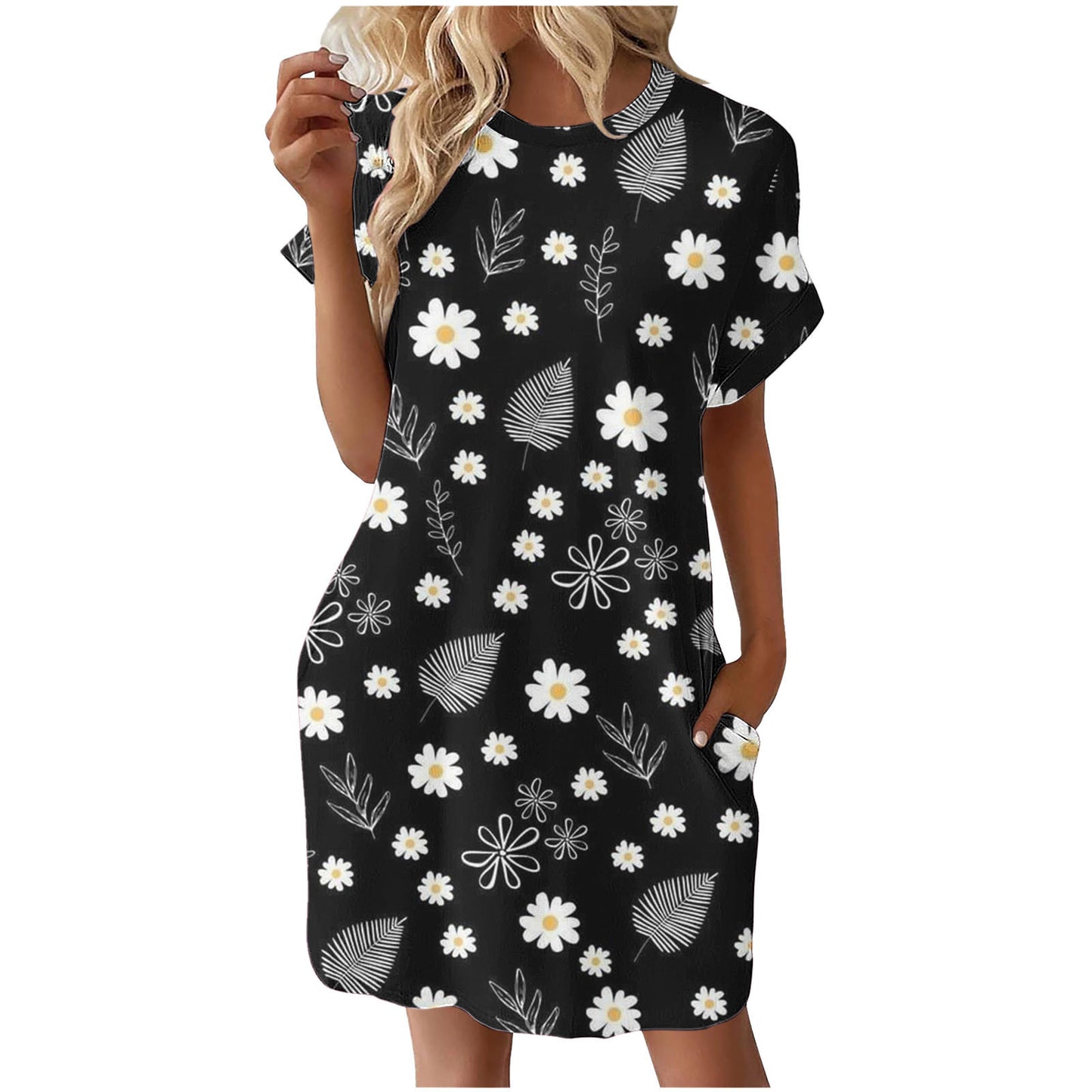 Ladies casual summer dress with floral pattern and practical pockets Ivyshape