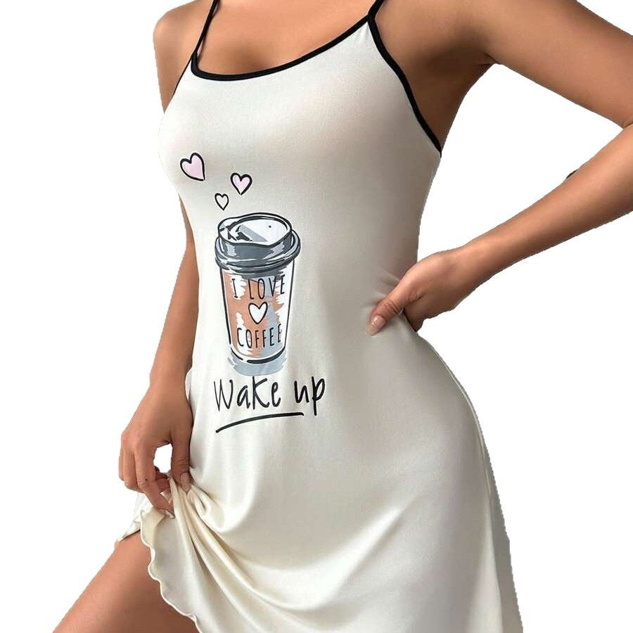 Ladies Sweet Coffee-Themed Nightdress Ivyshape