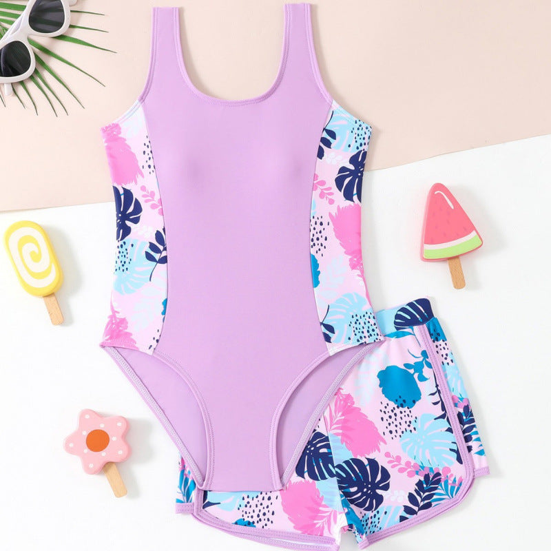 Women's swimsuit set with a fresh tropical pattern and sporty cut Ivyshape