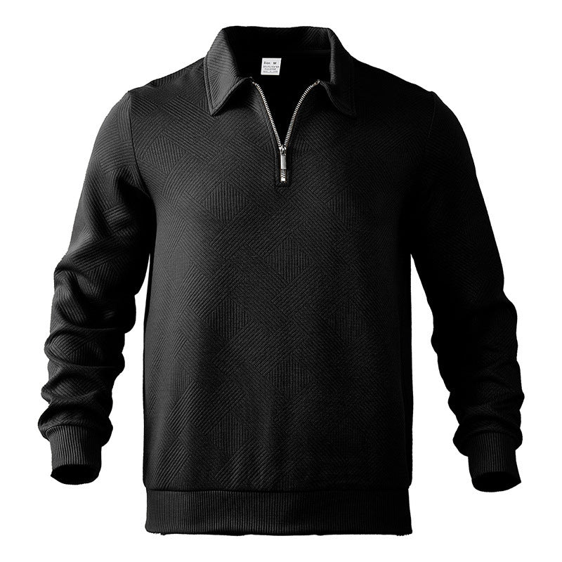 Men's sporty pullover with zipper and textured design Ivyshape