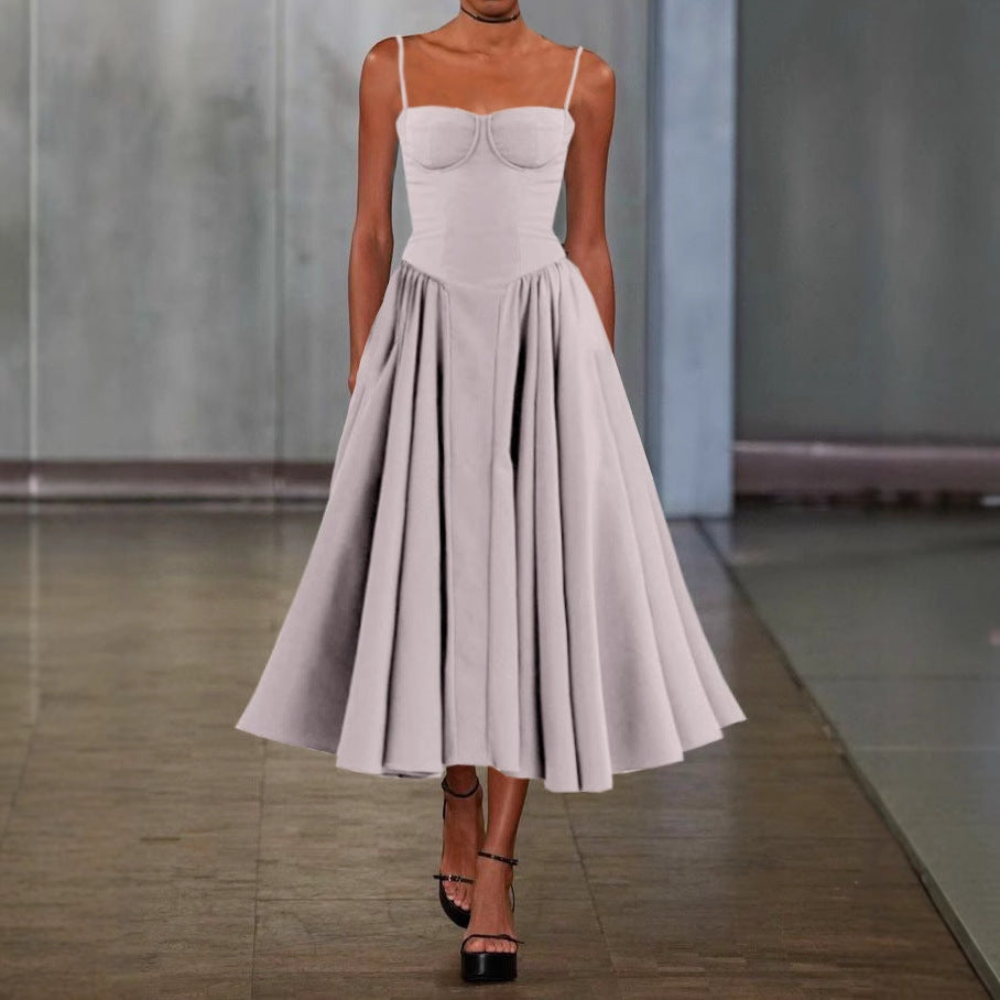 Women Elegant A-Line Midi Dress Ivyshape