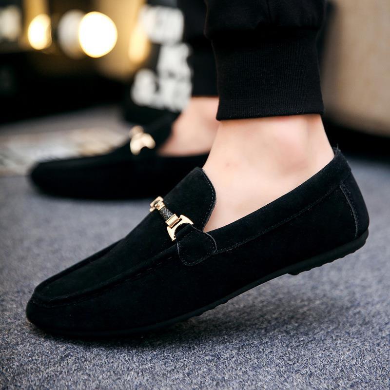 Women Elegant Suede Moccasins with Golden Accents Ivyshape