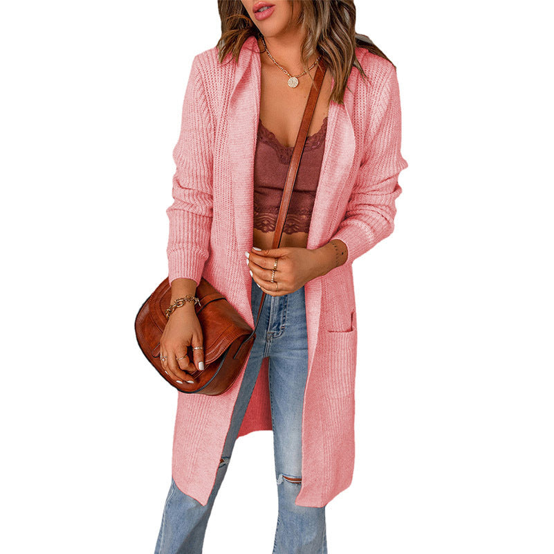 Ladies cardigan with open front and pockets Ivyshape