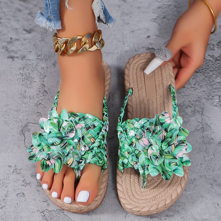 Ladies floral decoration sandals with comfortable footbed technology Ivyshape