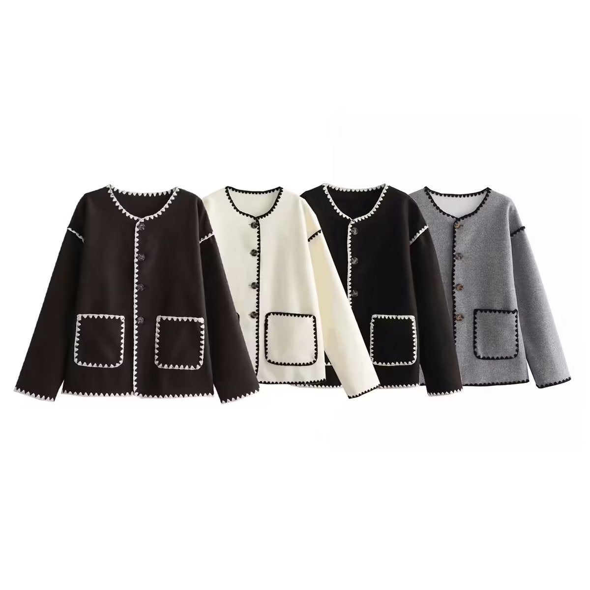 IvyShape | Fleece Colors Block Short Coat