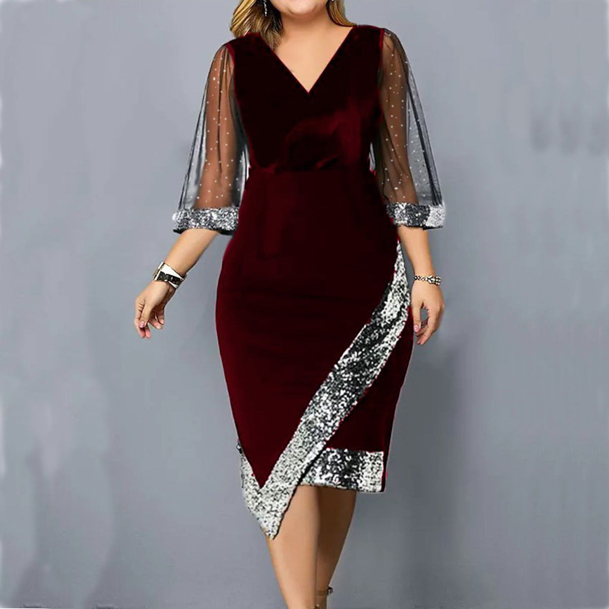 IvyShape | Sequin Sheer Mesh Women's Dress