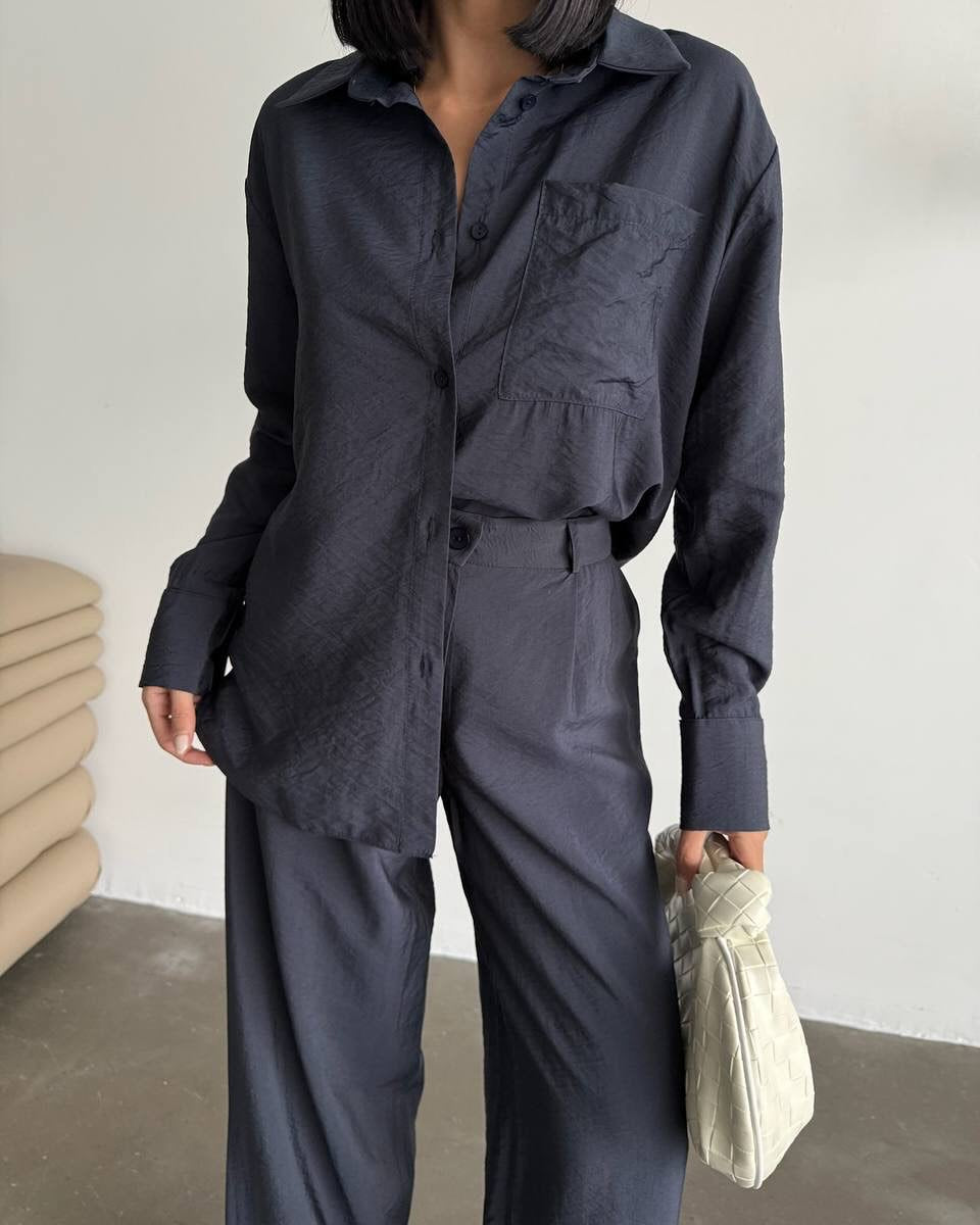 Women’s Long-Sleeved Silk Shirt with Fine Texture Ivyshape