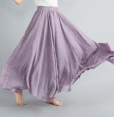 Women's Maxi Skirt with Flowing Hem and Elastic Waistband Ivyshape