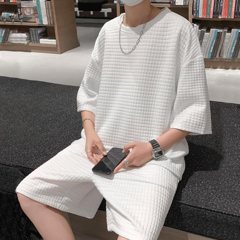 Men's Leisure Sport Set with Loose Fitting Top and Breathable Shorts Ivyshape