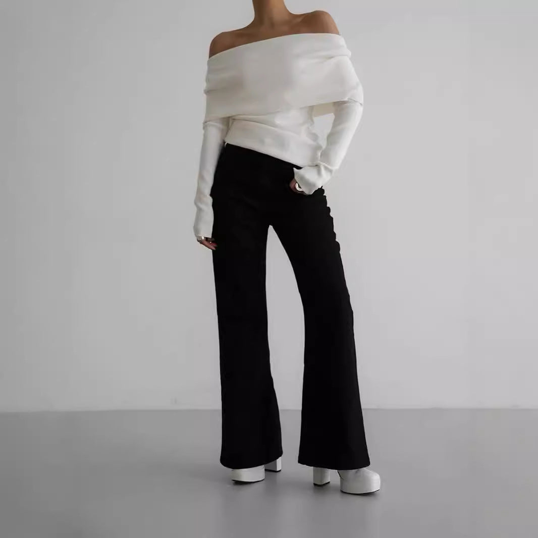 Women Elegant Off-Shoulder Top with Smooth Texture and Bell Sleeves Ivyshape