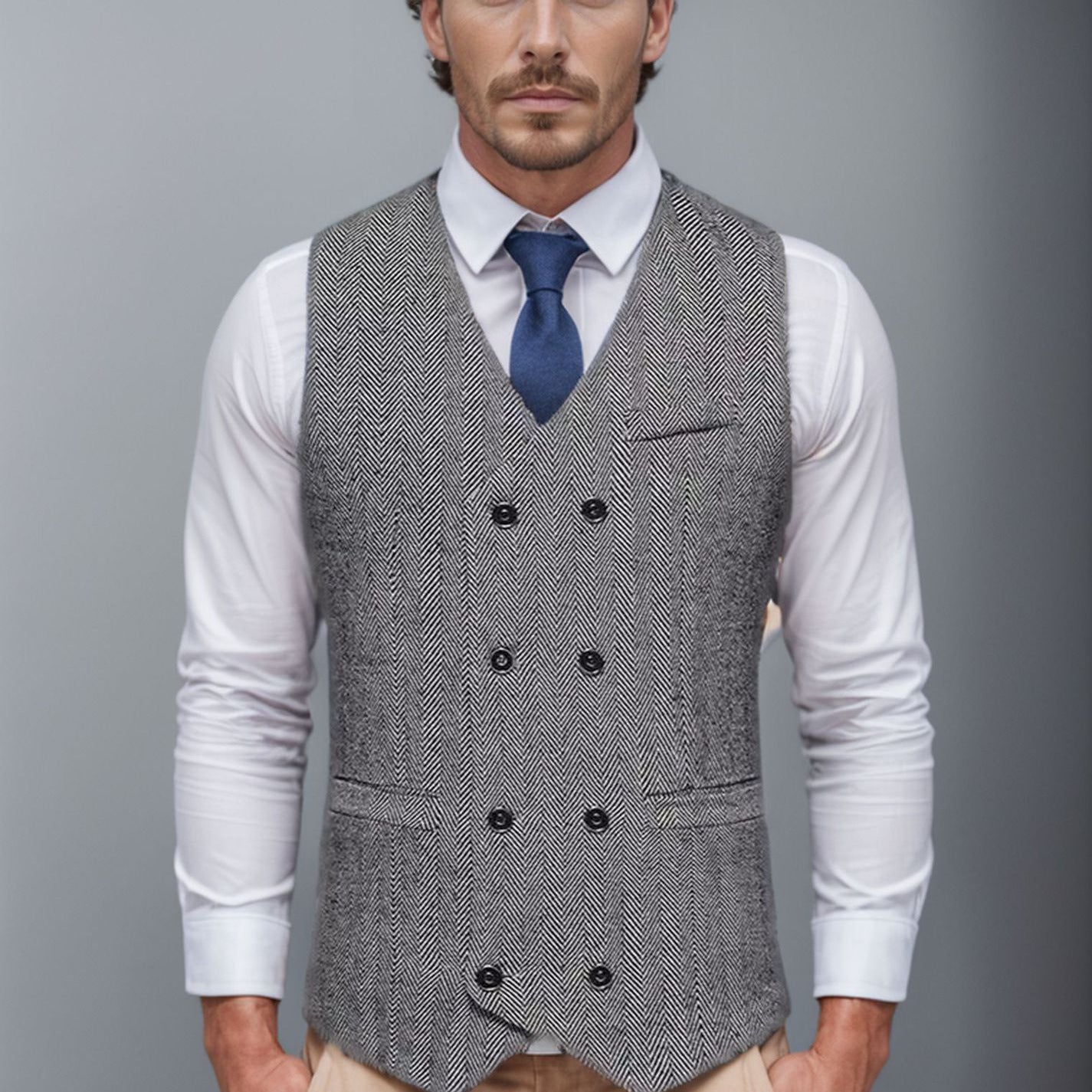 Men's tailored vest in houndstooth pattern Ivyshape