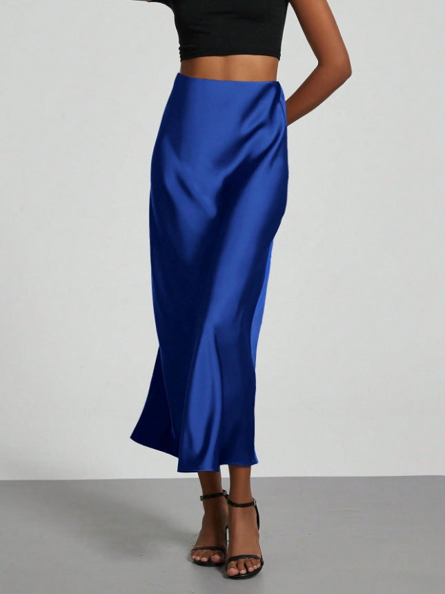 Ladies Elegant Satin Maxi Skirt Ivyshape