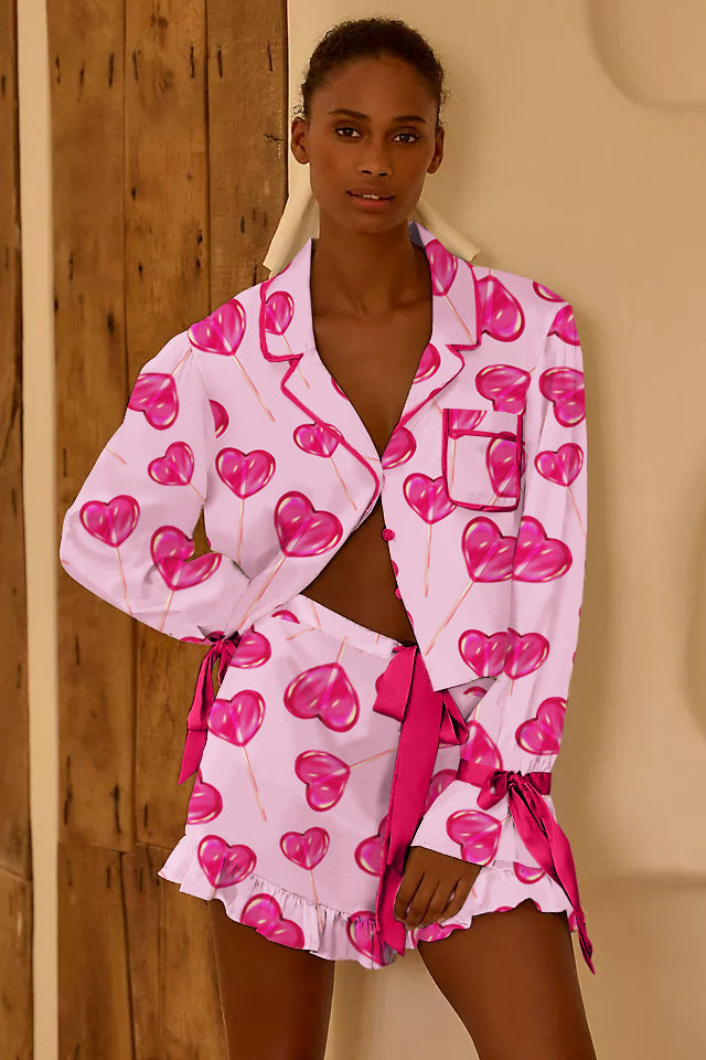 Ladies Pajama Set with Strawberry Design Ivyshape