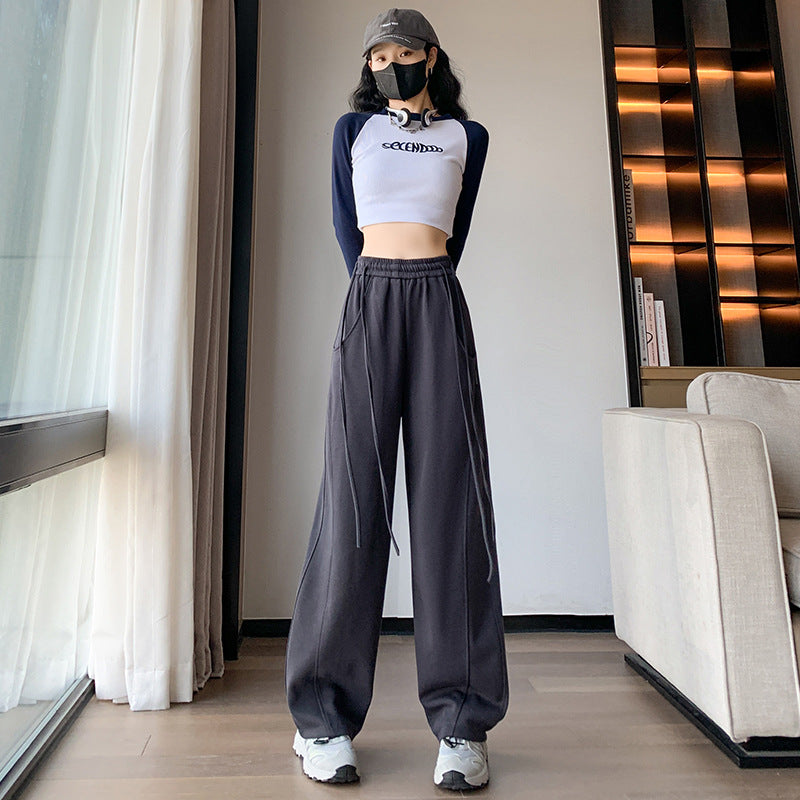 Ivyshape | Multi-Color Straight Wide Leg High-Waist Casual Banana Pants