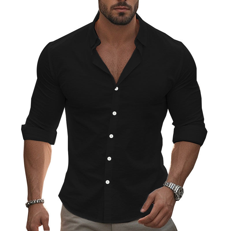 Men's comfortable and modern long-sleeve shirt with roll-up sleeves Ivyshape