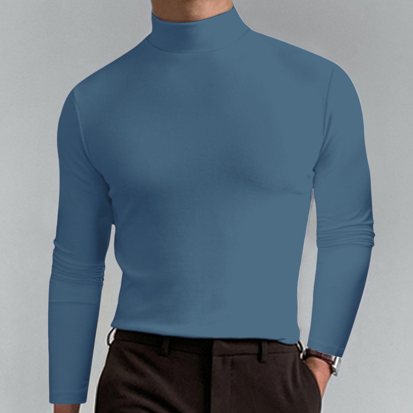 Men's High-Quality Turtleneck Sweater Made from Fine Cotton Blend Ivyshape