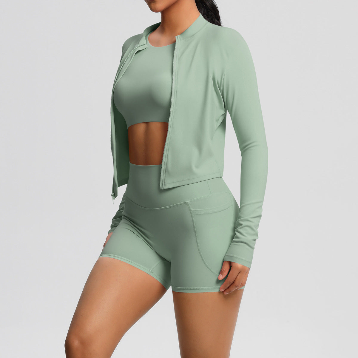 Women's Sports Set with Fitted Top and High-Waisted Shorts Ivyshape