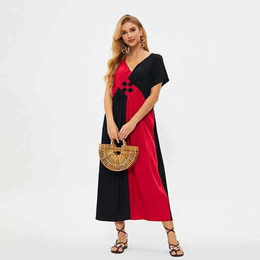 Ladies max dress with sophisticated color block design Ivyshape