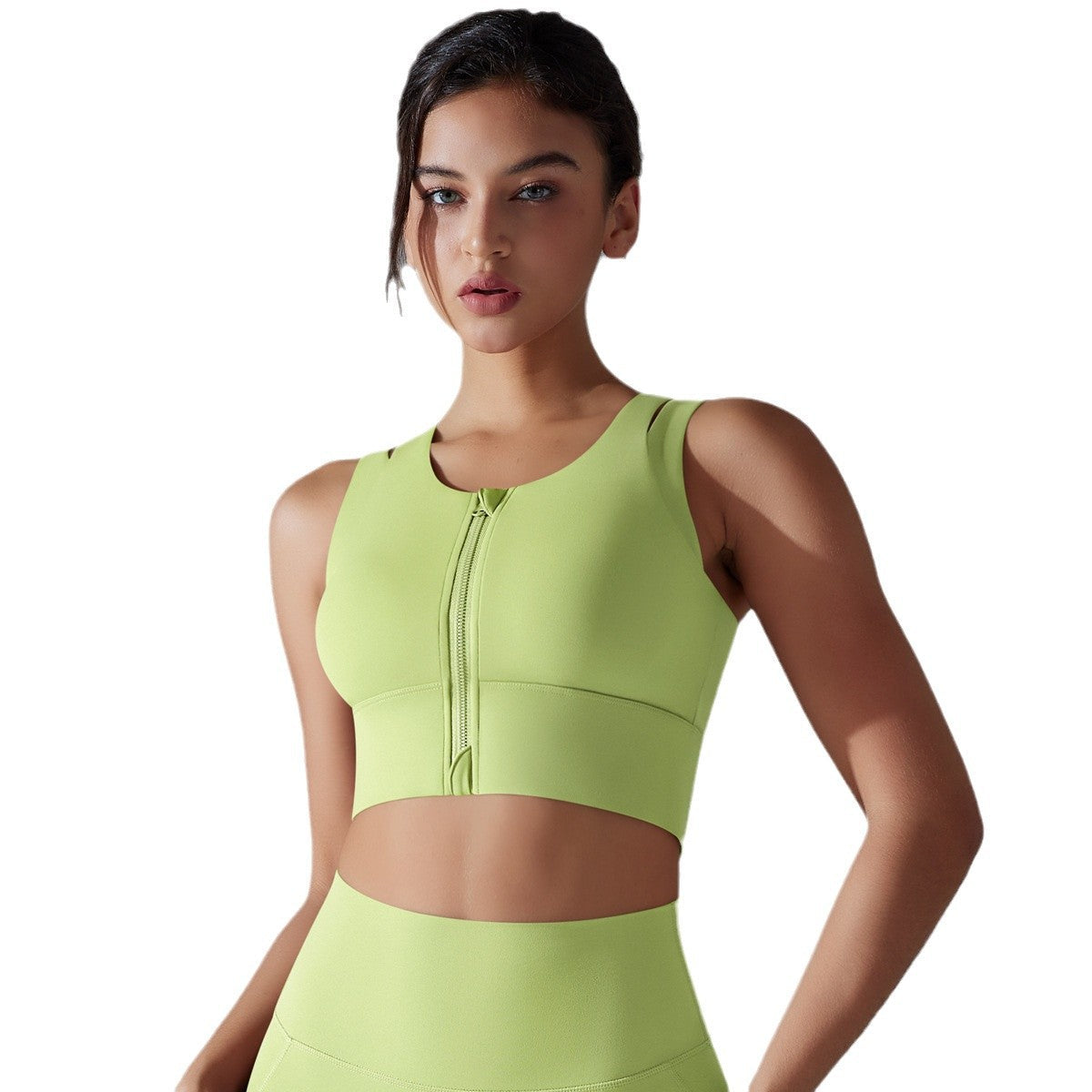 Women's sports bra with full-length zipper and comfortable underband Ivyshape