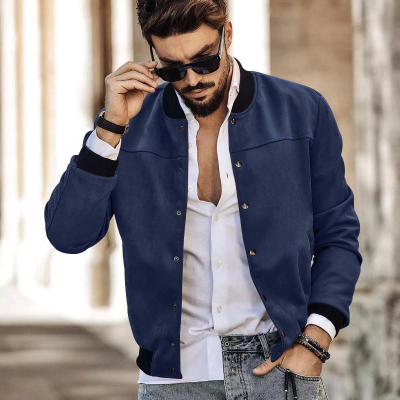 Men's fashionable bomber jacket with practical pockets and elastic cuffs Ivyshape