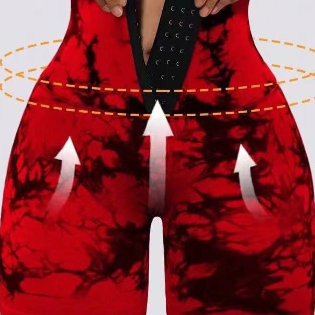 Women's Fashion Bike Shorts with Adjustable Waistband and Unique Tie-Dye Design Ivyshape